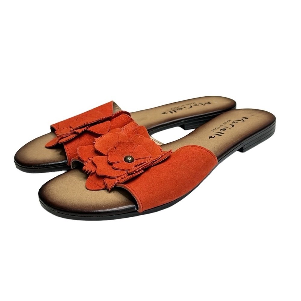 Mariella | Suede Leather 3D Floral Appliqué/Cutouts Persimmon‎ Orange Siz… - Picture 15 of 15